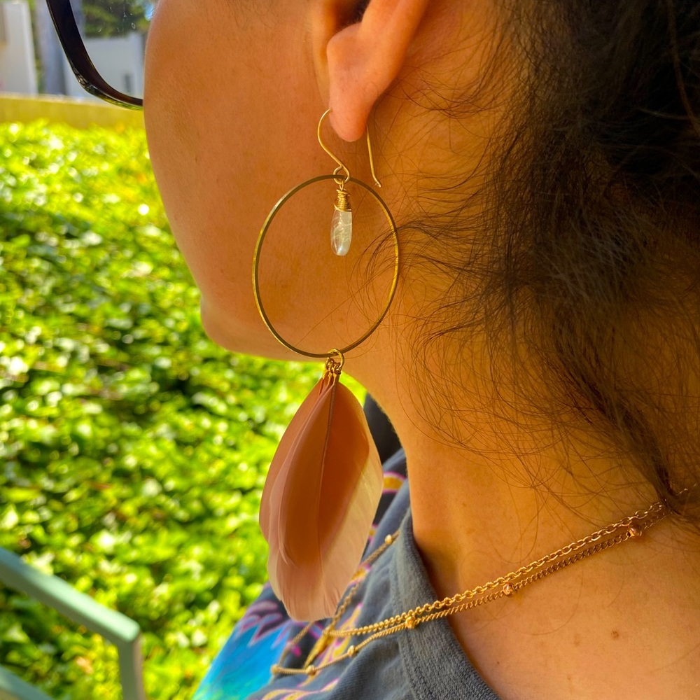 Hoop and Feather Earrings